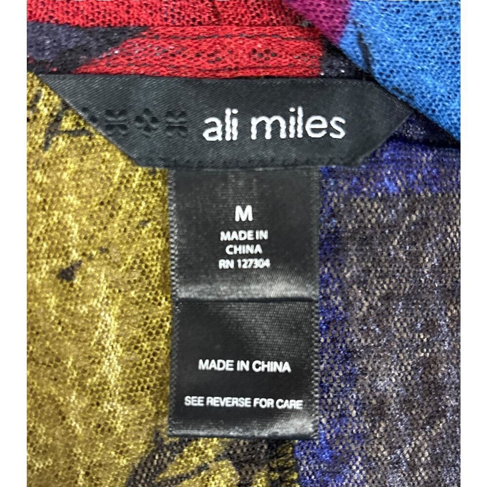 Ali Miles Cardigan Duster Size Medium Geometric Sheer Open Front Art To Wear - Picture 6 of 9